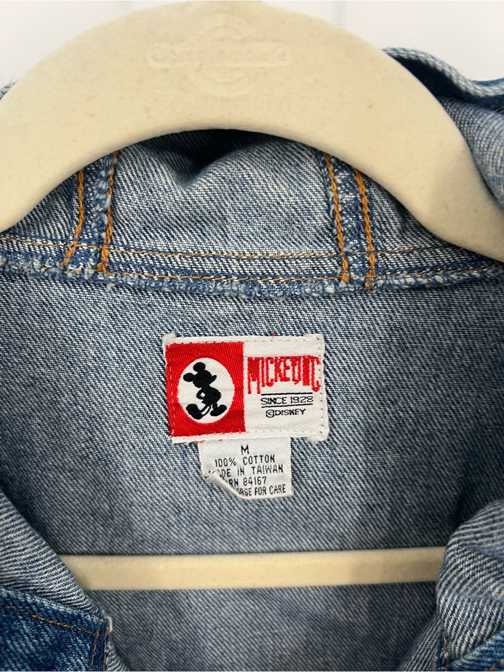 Vintage Disney Blue Denim Hooded Anorak Jacket with Mickey Mouse Patch - Picture 9 of 12